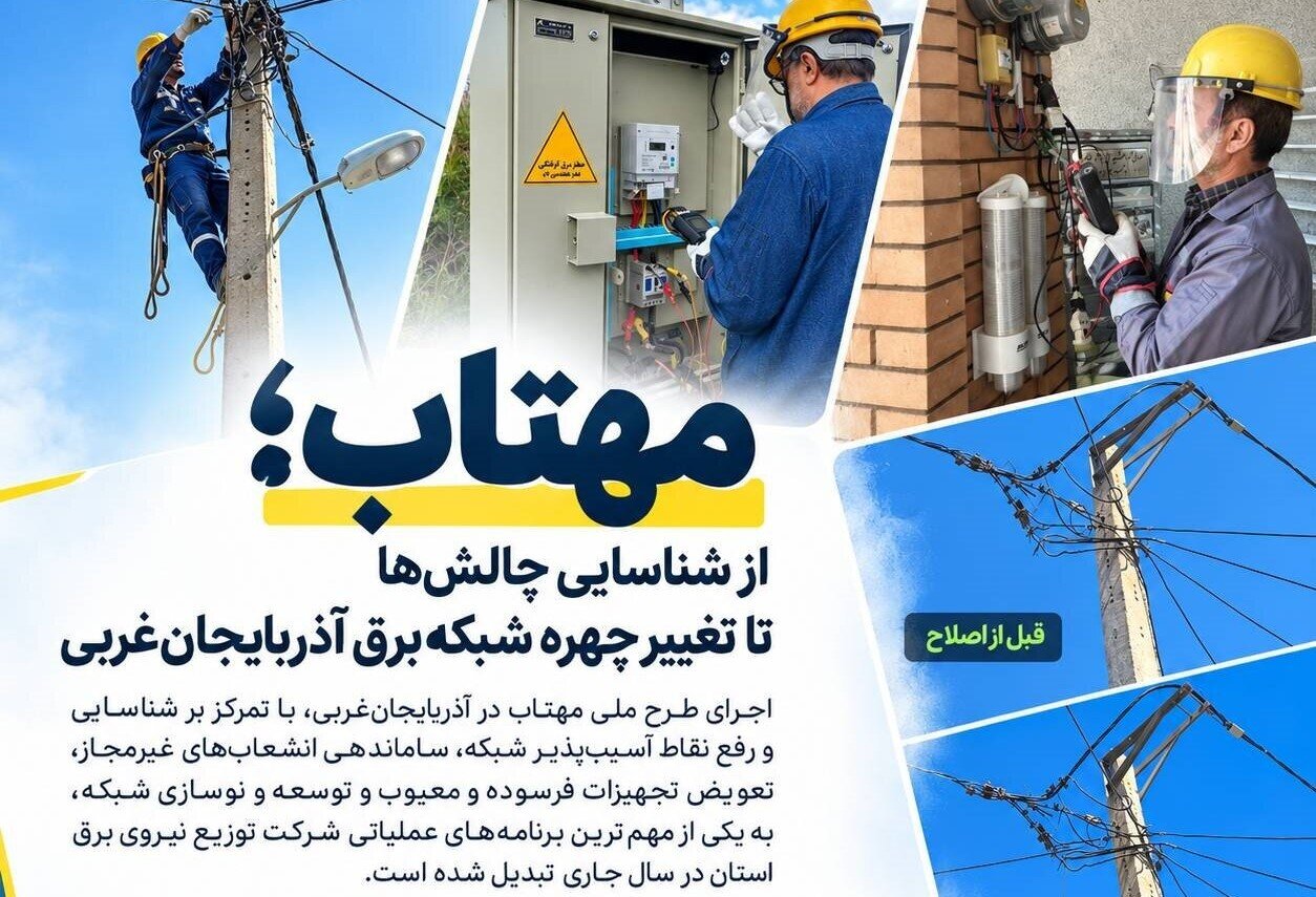 طرح ملی مهتاب؛ از شناسایی چالش‌ها تا تغییر چهره شبکه برق آذربایجان‌ غربی